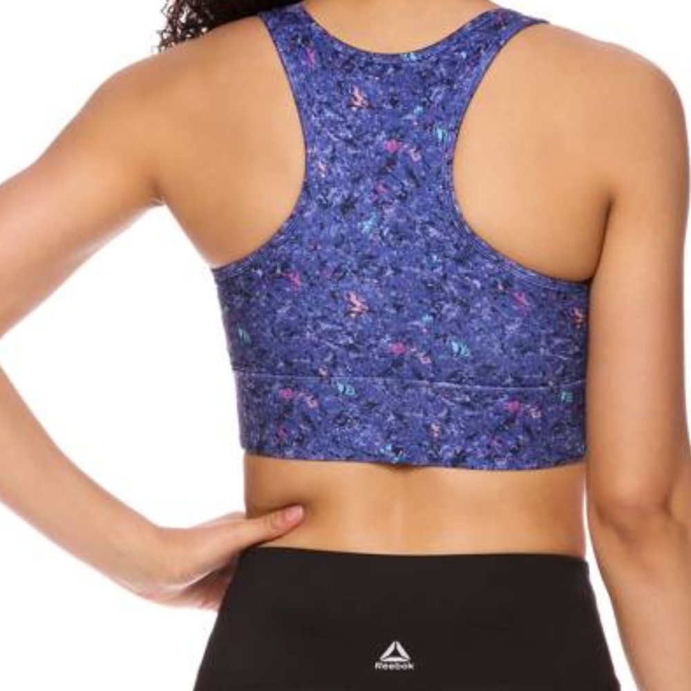 Reebok Printed DEEP COBALT Racerback SportsBra - Picture 2 of 3
